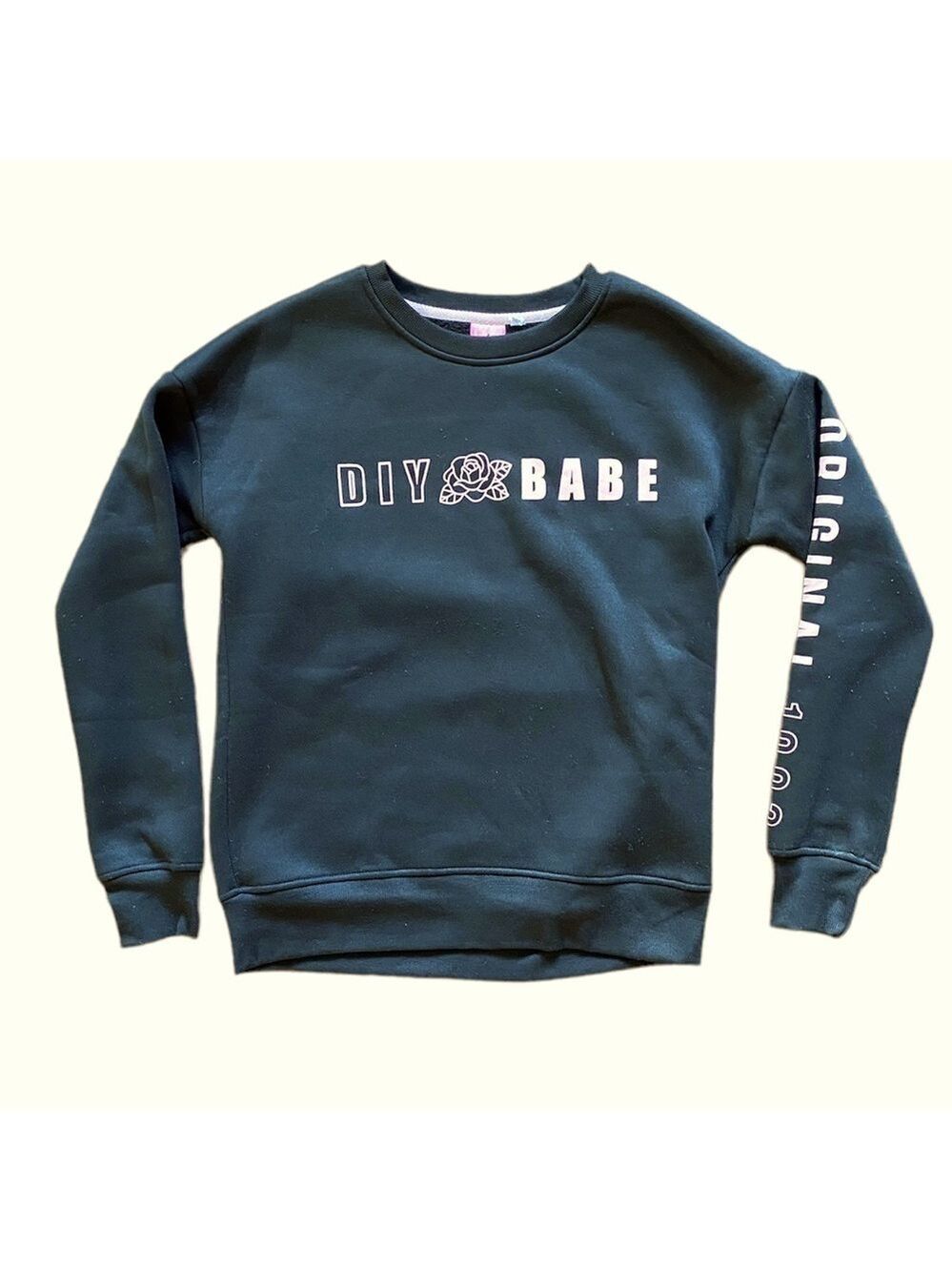 2/$15 LaurDIY Black DIY Babe Graphic Sweatshirt XS